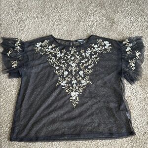 Sheer Black Embroidered Top